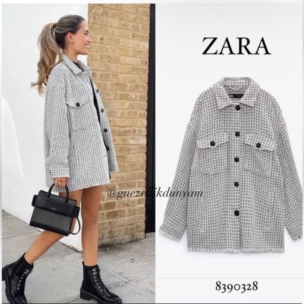 ZARA Textured Tweed Weave Overshirt